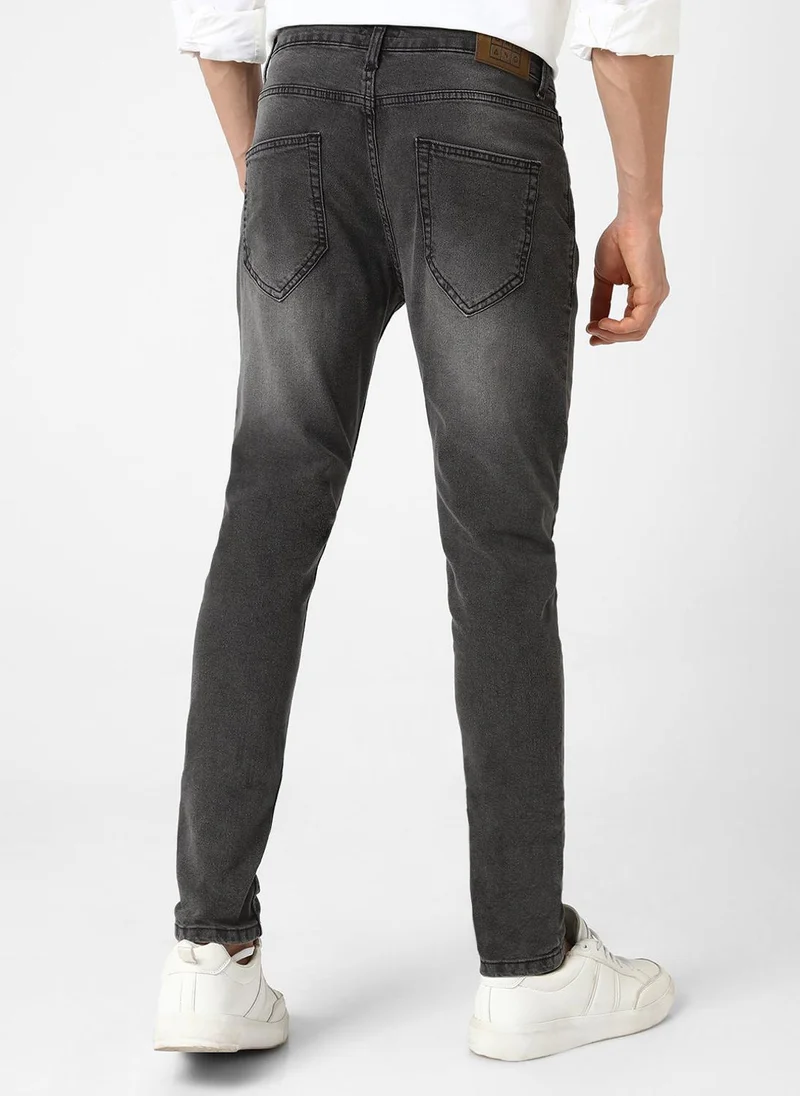 Urbano Fashion  Urbano Fashion Men's Grey Slim Fit Washed Jeans Stretchable for Men | Best Price UAE